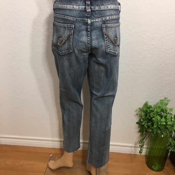 Sapphire Red Embellished Blue Jeans Size 15/16 - Picture 6 of 8